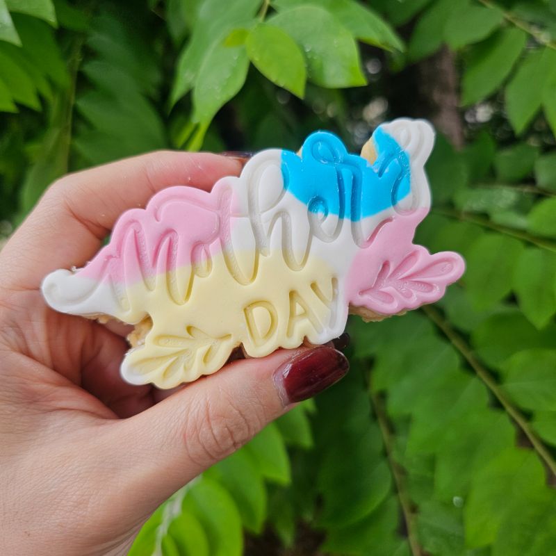 Mother's Day With Leaves Cookie Cutter and Stamp