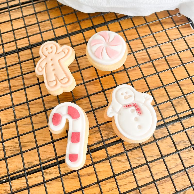 Mini Christmas Set of 4 Cookie Cutters and Stamps