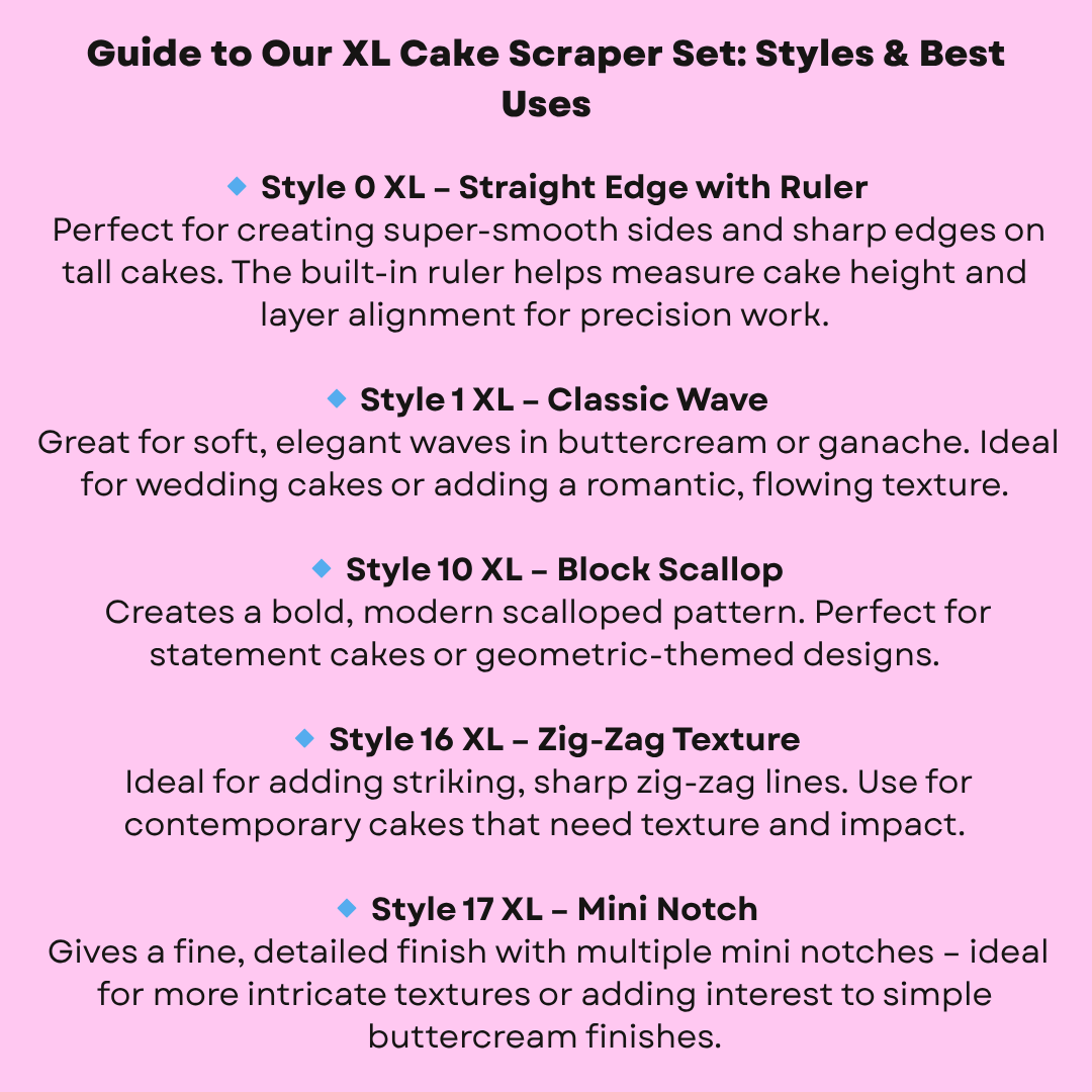 Guide to XL Cake Scraper Set with styles and best uses