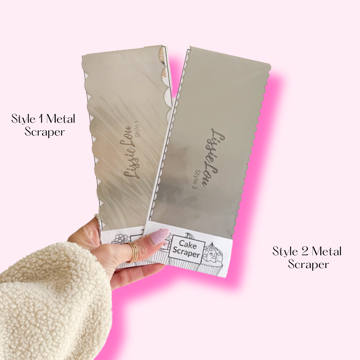 Style 1 and Style 2 Metal Wave Cake Scraper Bundle