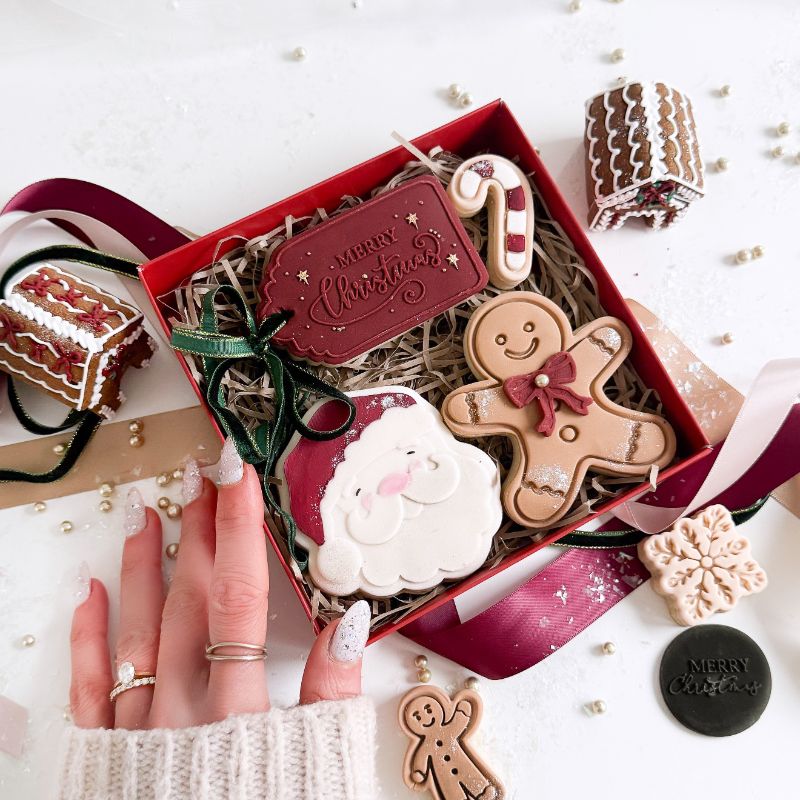 Mini Christmas Set of 4 Cookie Cutters and Stamps