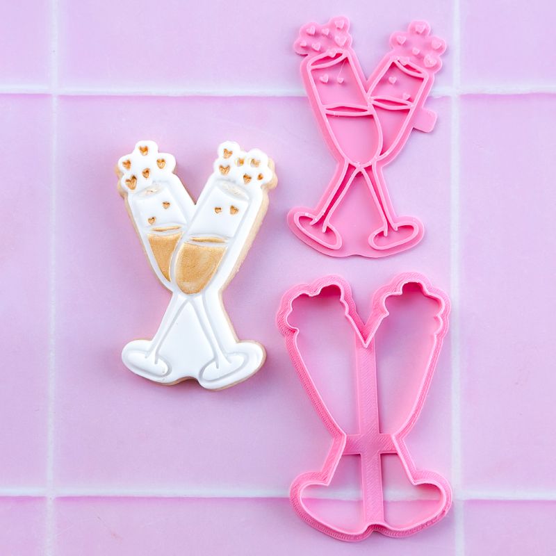 Champagne Glasses Wedding Cookie Cutter and Stamp