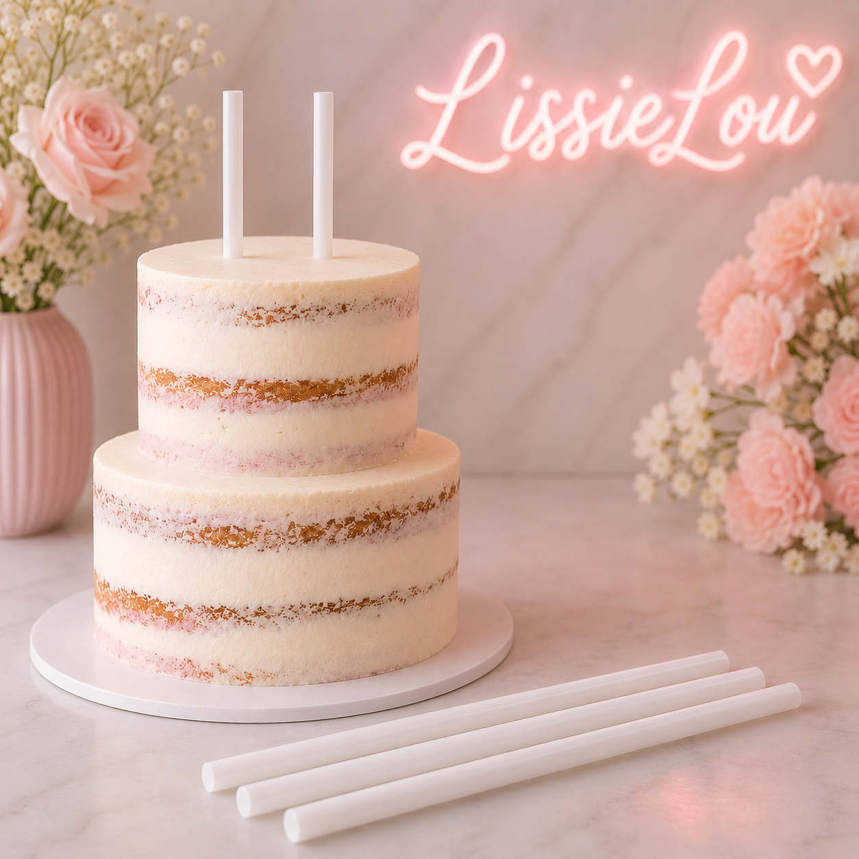 Food Safe Plastic Cake Dowels - Cake Support Rod - 1.2cm x 30cm