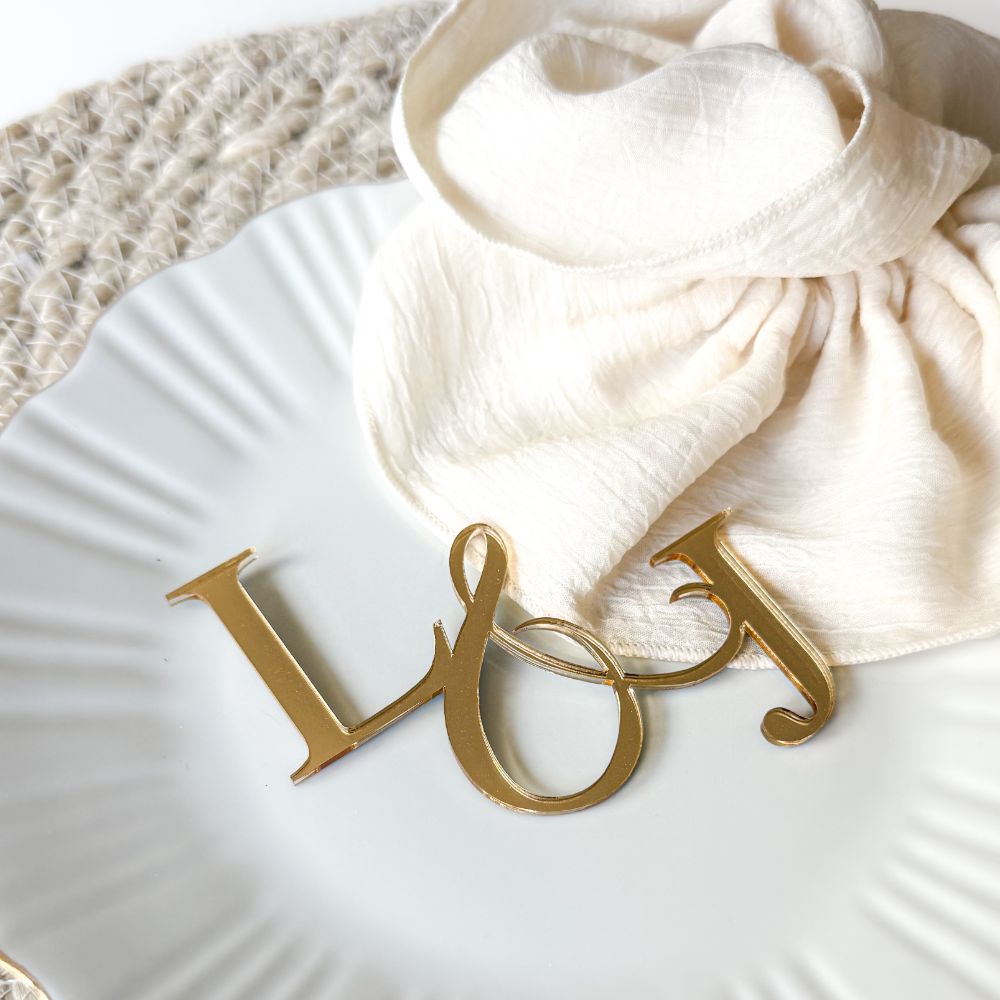Personalised Initial Cake Topper – Elegant Monogram Letters for Weddings & Celebrations