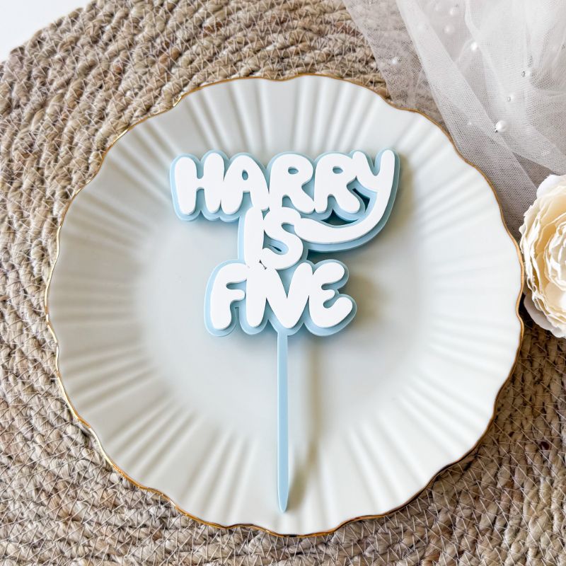 Blue Font Double Layer Cake Topper or Motif - Bluey Child TV Programme Themed Party