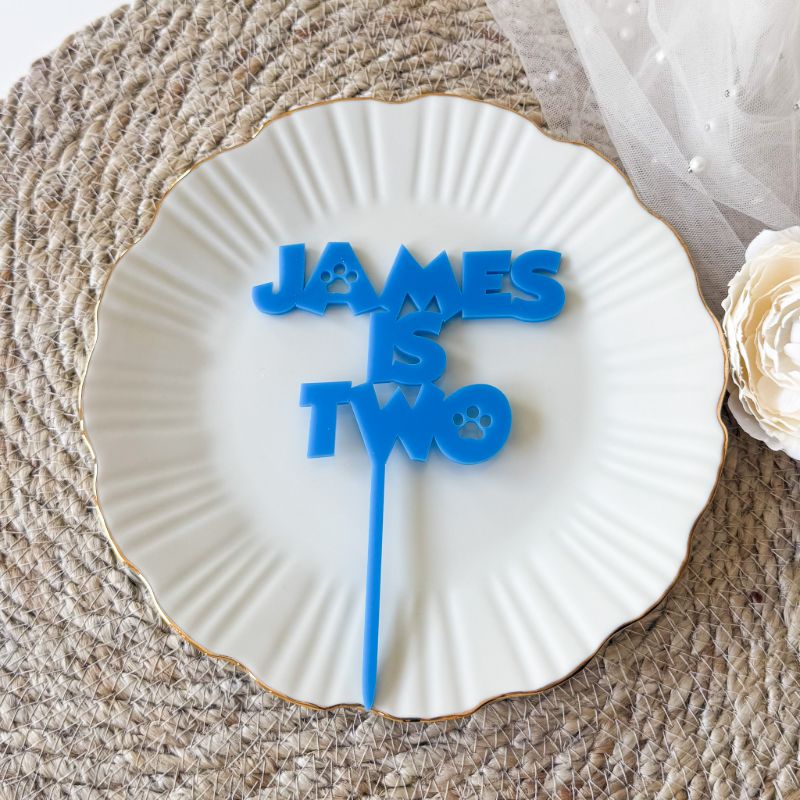 Paw Font Custom Cake Topper or Cake Motif Premium 3mm Acrylic or Birch Wood