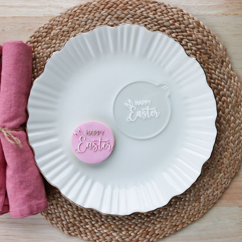 Mini Happy Easter Style 4 with Ears and Tail Cookie Cutter and Embosser