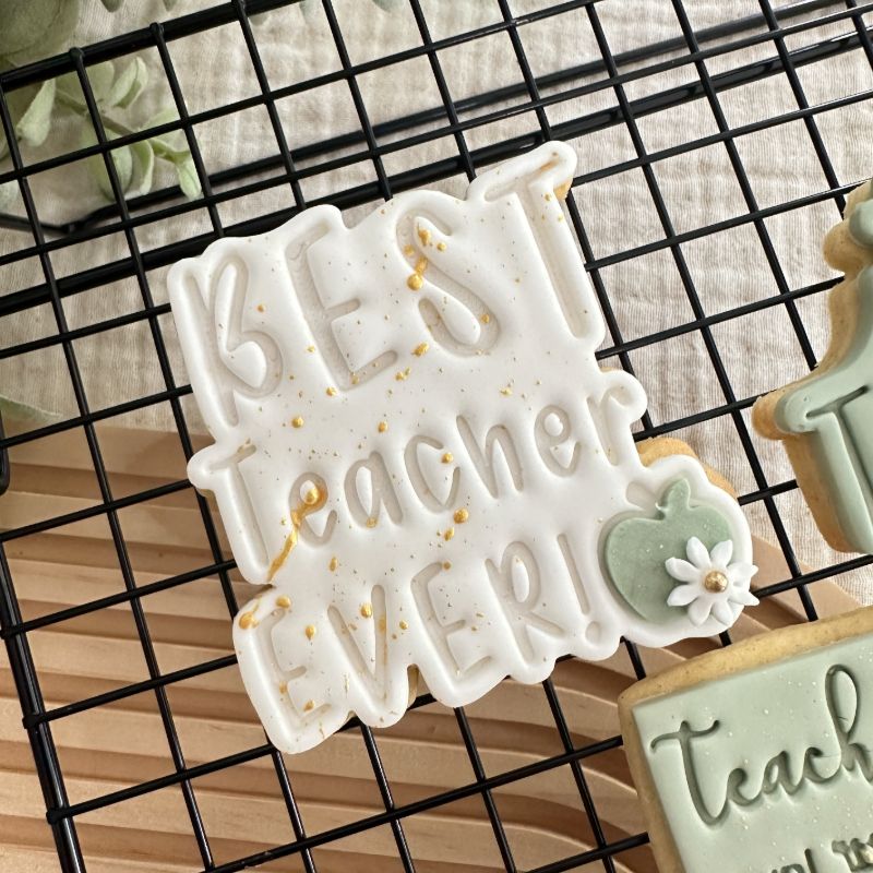 Best Teacher Ever Teacher Cookie Cutter and Stamp