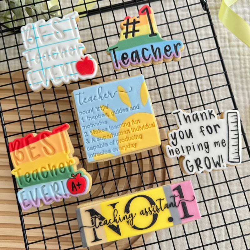 Number #1 Teacher Cookie Cutter and Stamp