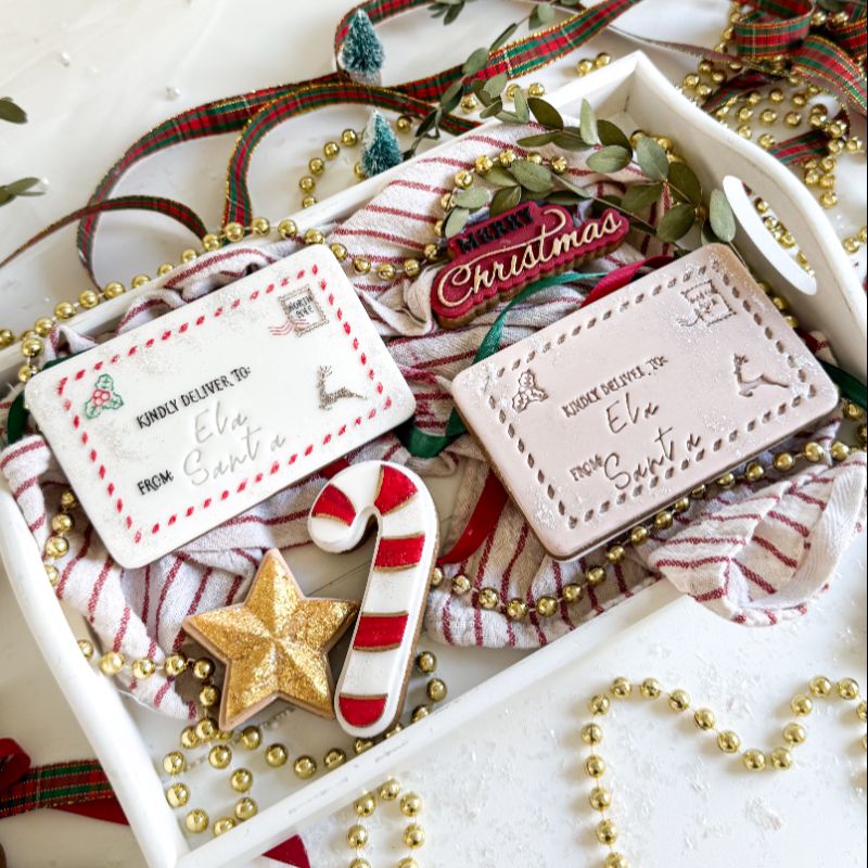 Kindly Deliver To Christmas Customisable Postcard Cookie Cutter and Embosser