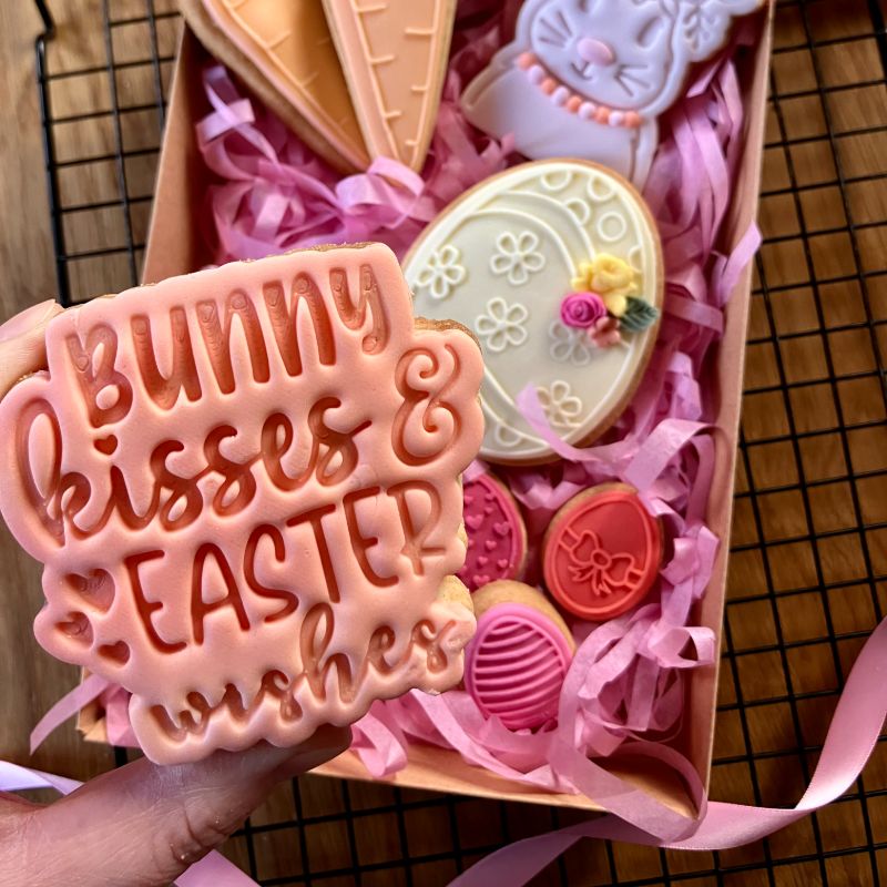Bunny Kisses and Easter Wishes Cookie Cutter and Stamp