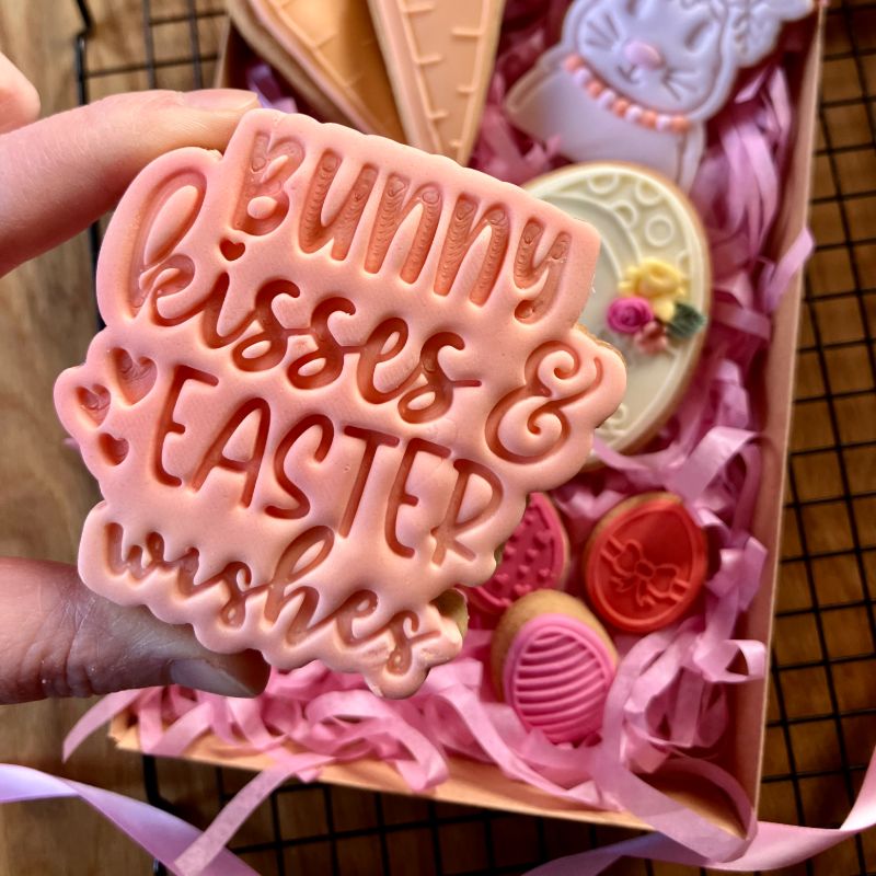 Bunny Kisses and Easter Wishes Cookie Cutter and Stamp