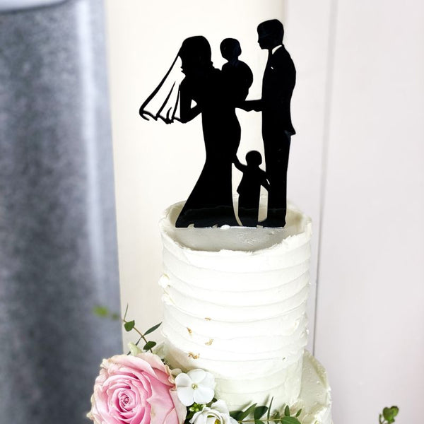 Couple Wedding Silhouette with Children Cake Motif Premium 3mm Acrylic