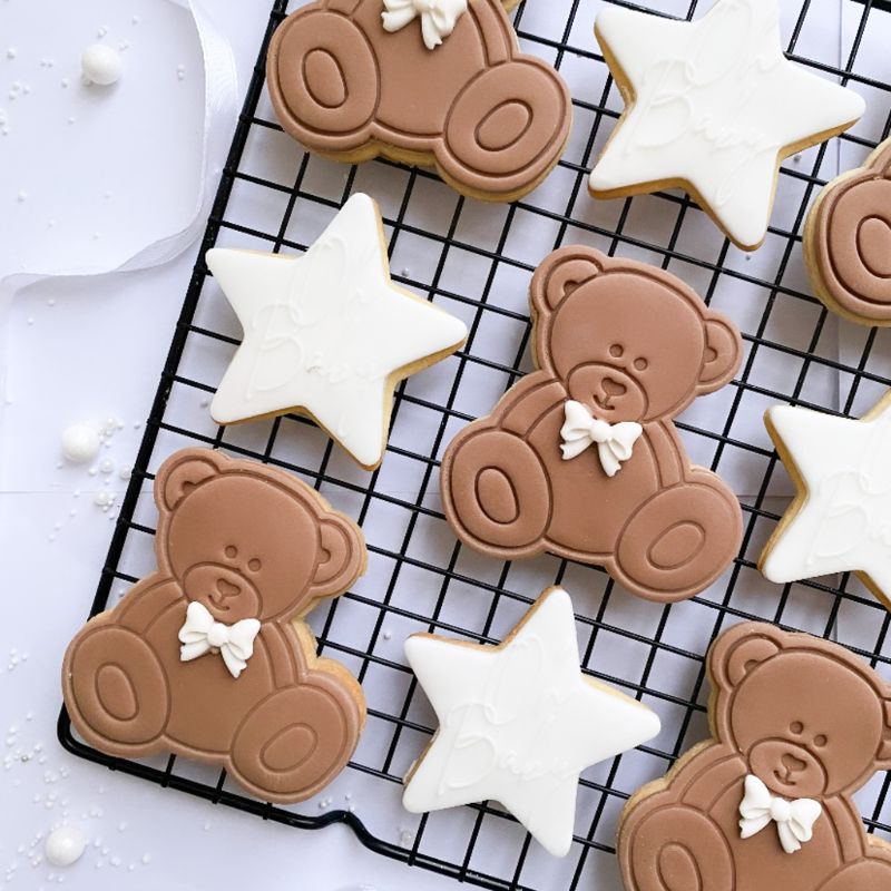 Sitting Teddy Bear Baby Shower Cookie Cutter and Stamp