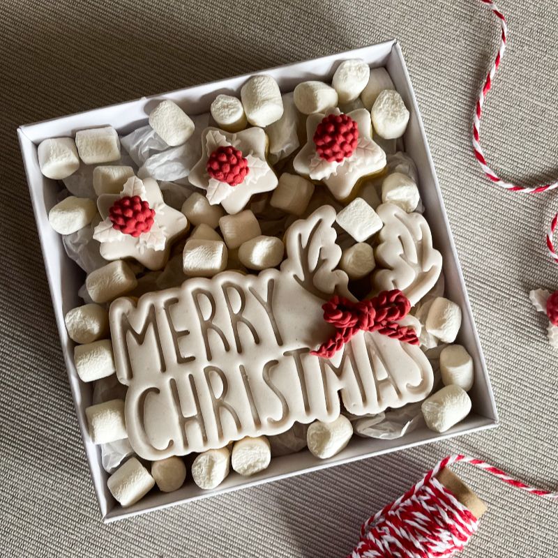 Merry Christmas with Antlers Cookie Cutter and Stamp