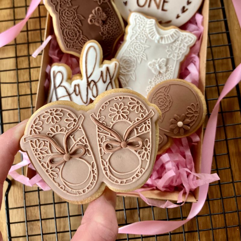 Pretty Flower Baby Rattle Baby Shower Cookie Cutter and Embosser
