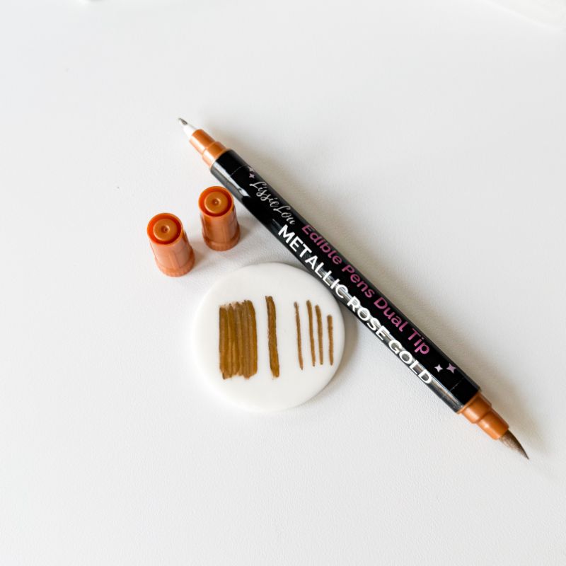 Edible Pen Double End Tip - Metallic Rose Gold/Antique Gold