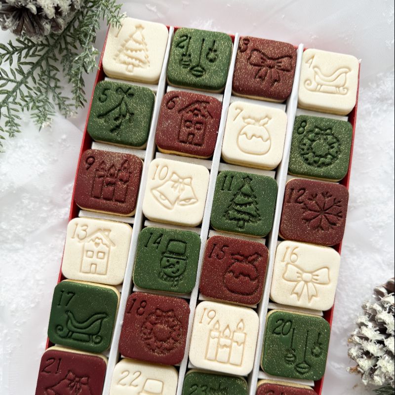 AlphaBakes Advent Calendar Set Cookie Cutters and Stamps