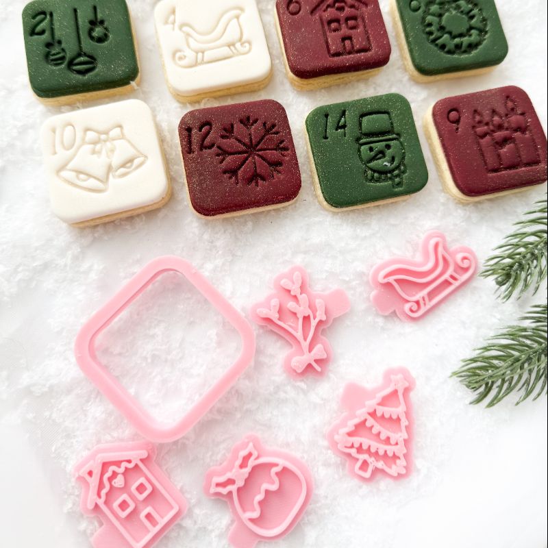AlphaBakes Advent Calendar Set Cookie Cutters and Stamps