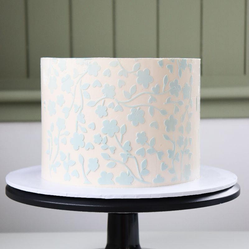 Swirly Floral Cake Stencil - Full Size Design