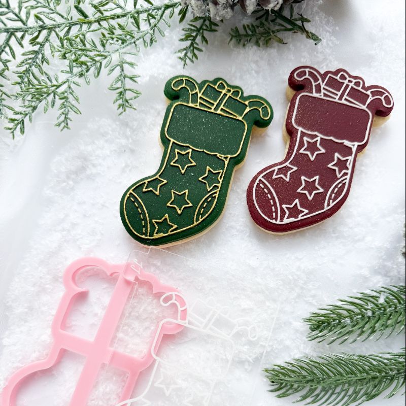 Christmas Stocking with Presents Cookie Cutter and Embosser
