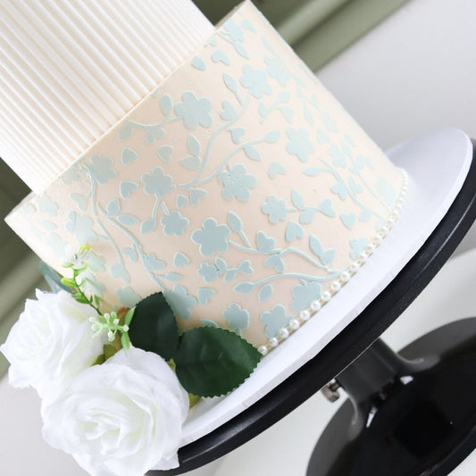 Swirly Floral Cake Stencil - Full Size Design
