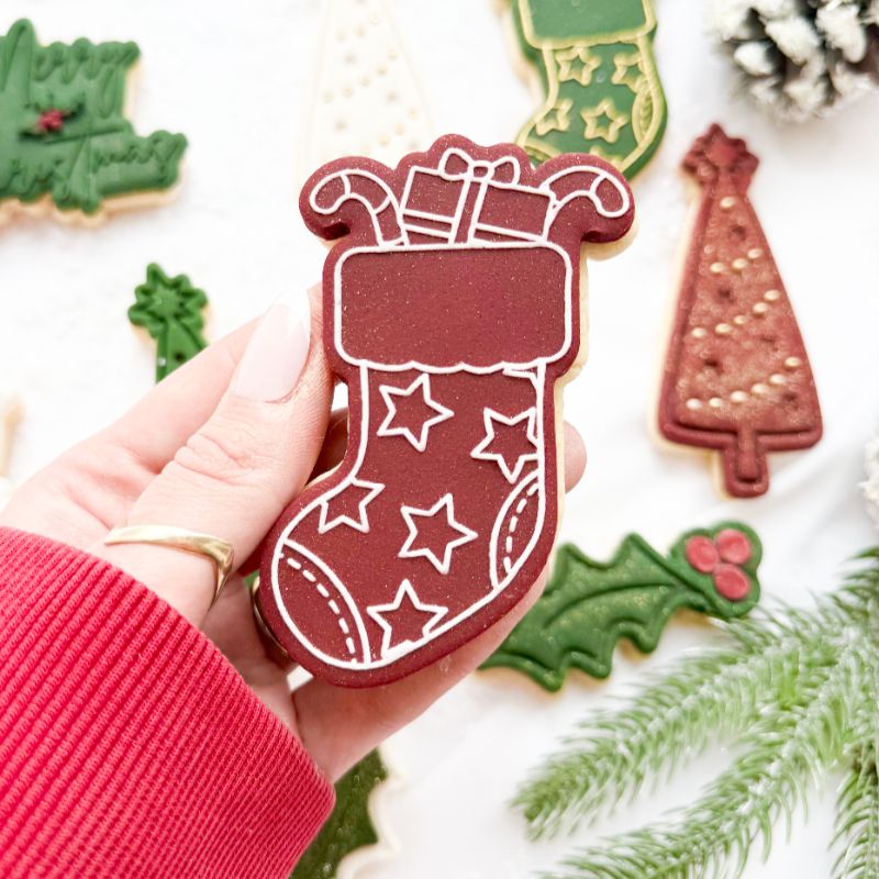 Christmas Stocking with Presents Cookie Cutter and Embosser
