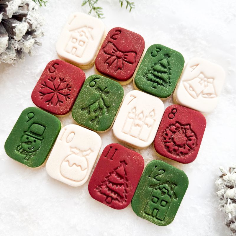 AlphaBakes Advent Calendar Set Cookie Cutters and Stamps