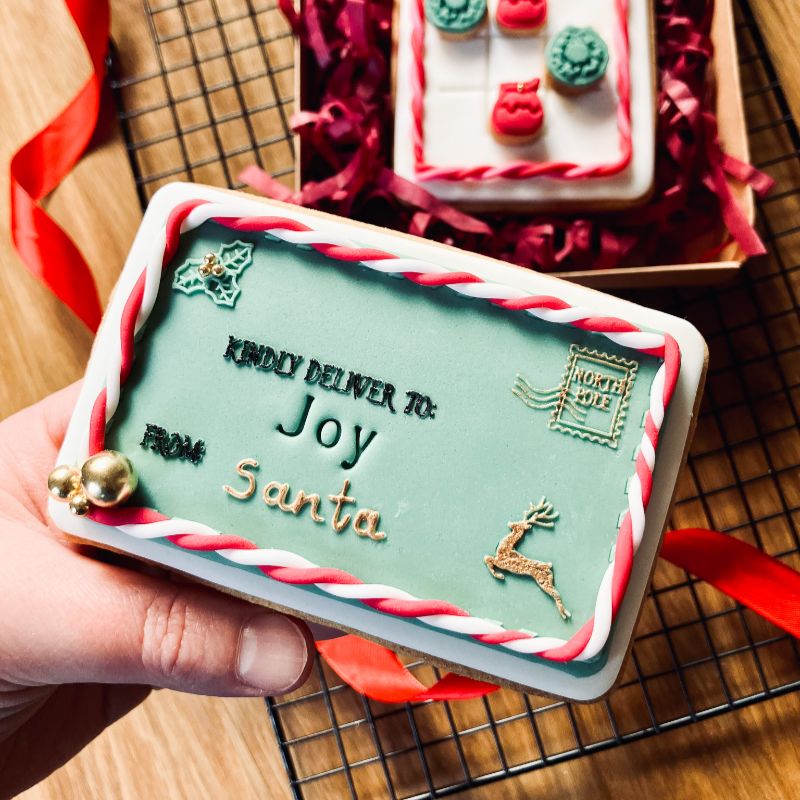 Kindly Deliver To Christmas Customisable Postcard Cookie Cutter and Stamp