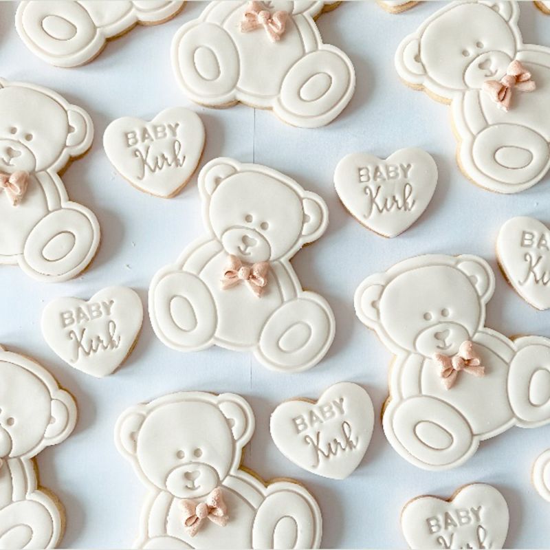 Sitting Teddy Bear Baby Shower Cookie Cutter and Stamp