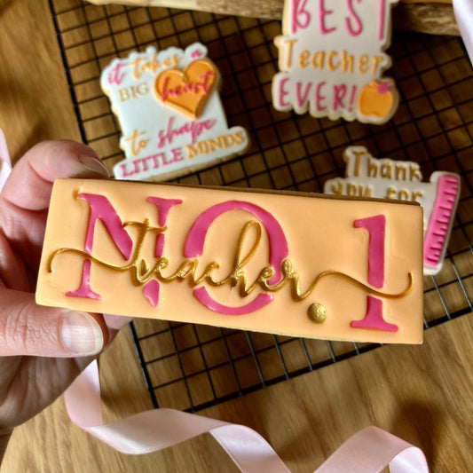 No. 1 Teacher in Verity Font Teacher Cookie Cutter and Stamp
