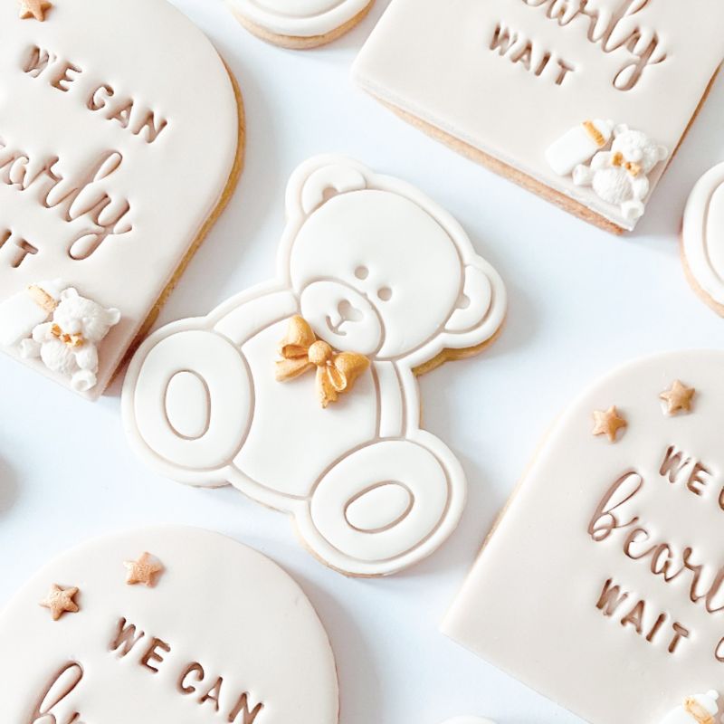Sitting Teddy Bear Baby Shower Cookie Cutter and Stamp