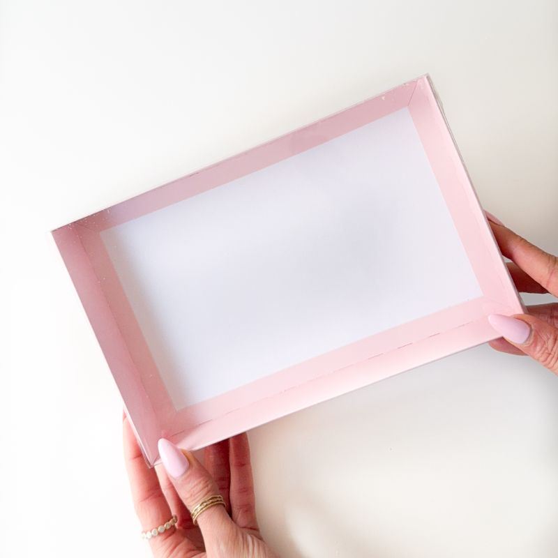 Light Pink Cookie Boxes with Clear Lid - 240mm x 155mm x 30mm