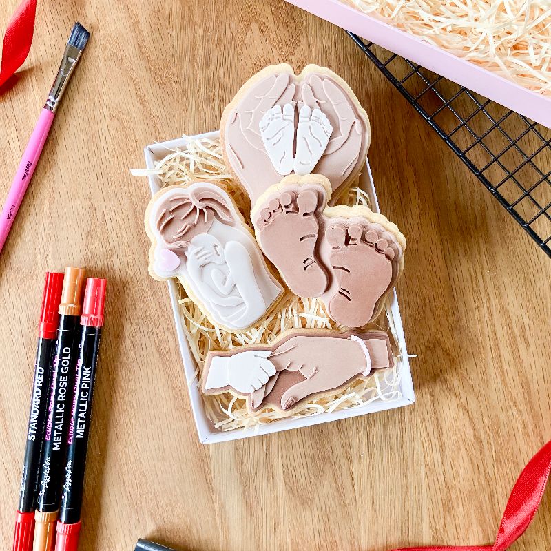 Mother and Child Holding Hands 3D Cookie Stamp and Cutter - suitable for two tone effect