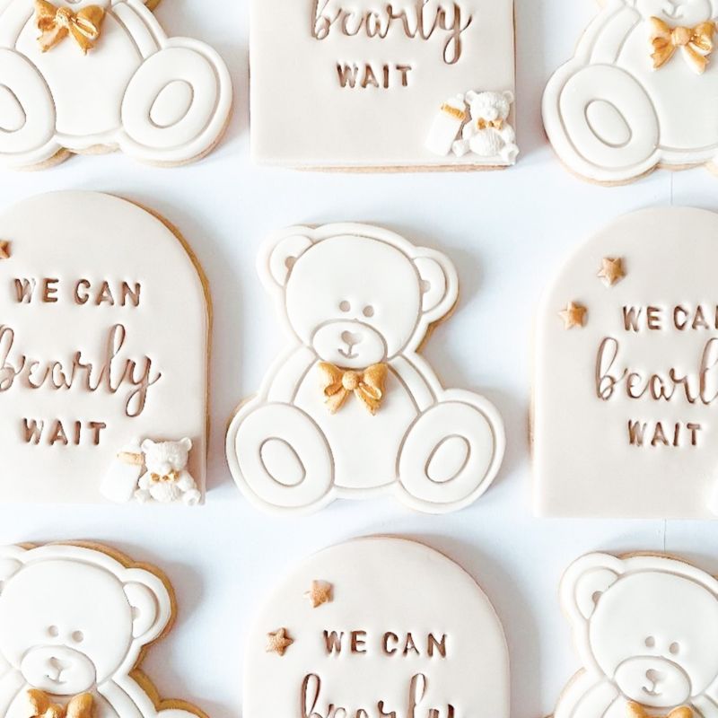 Sitting Teddy Bear Baby Shower Cookie Cutter and Stamp