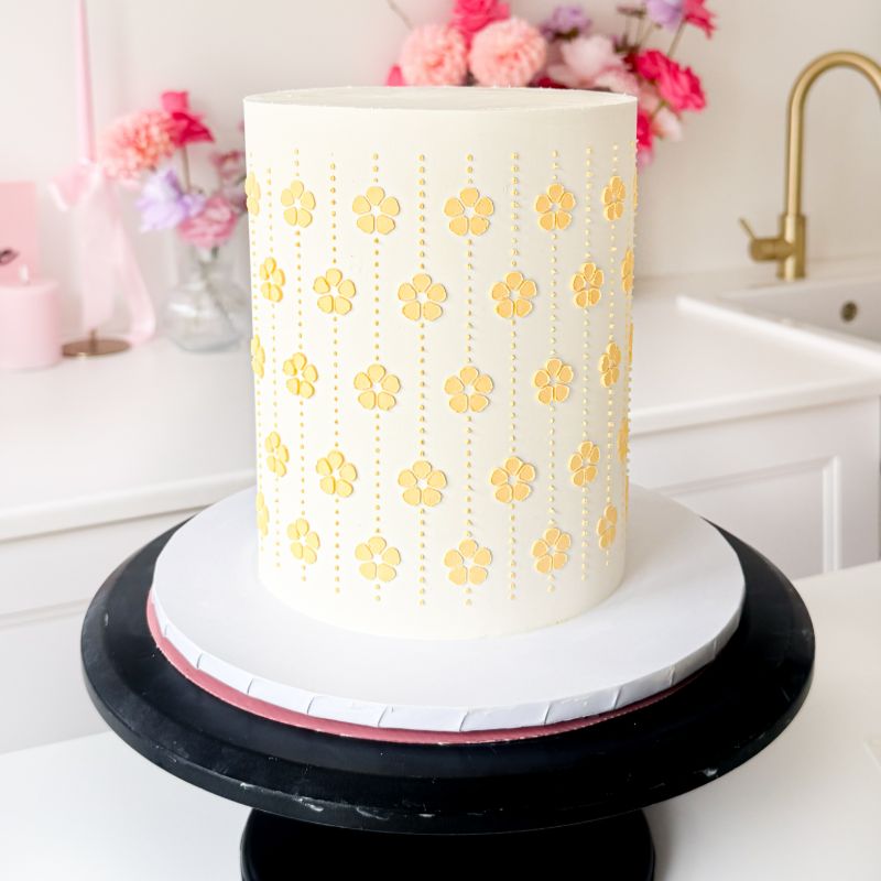 Dotty Pansies Cake Stencil - Full Size Design