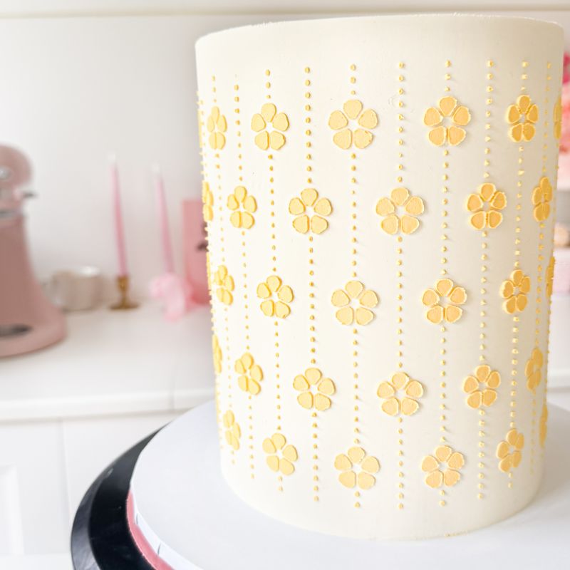 Dotty Pansies Cake Stencil - Full Size Design