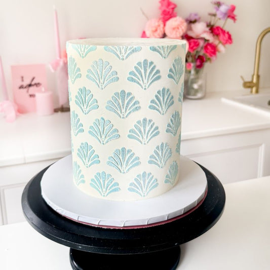 Elegant Shells Large Pattern Cake Stencil - Full Size Design