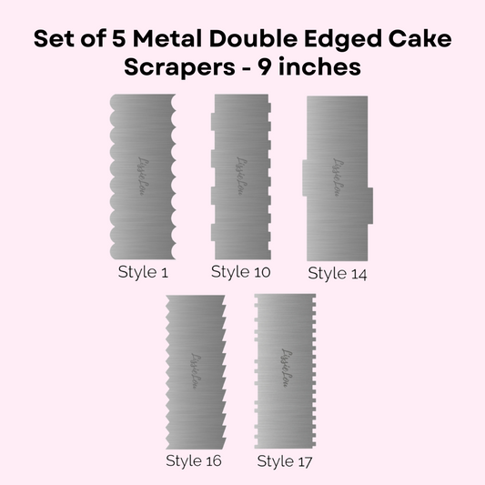 Set of 5 Metal Double Edged Cake Scrapers