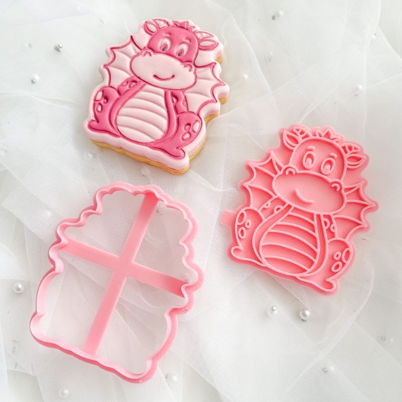 Cute Dragon Princess Cookie Cutter and Stamp