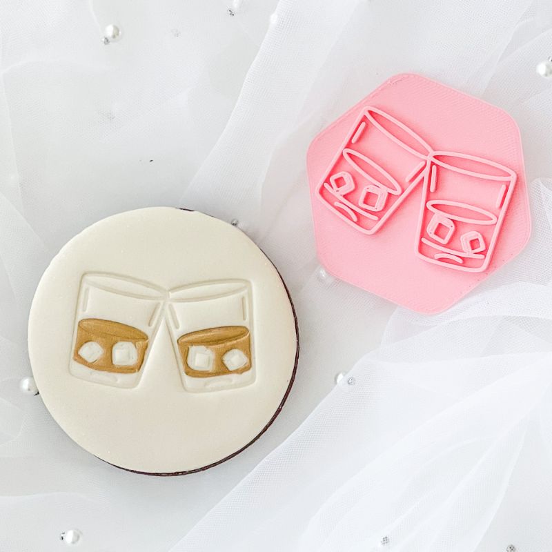 Mini Whiskey Glasses Father's Day Cookie Stamp