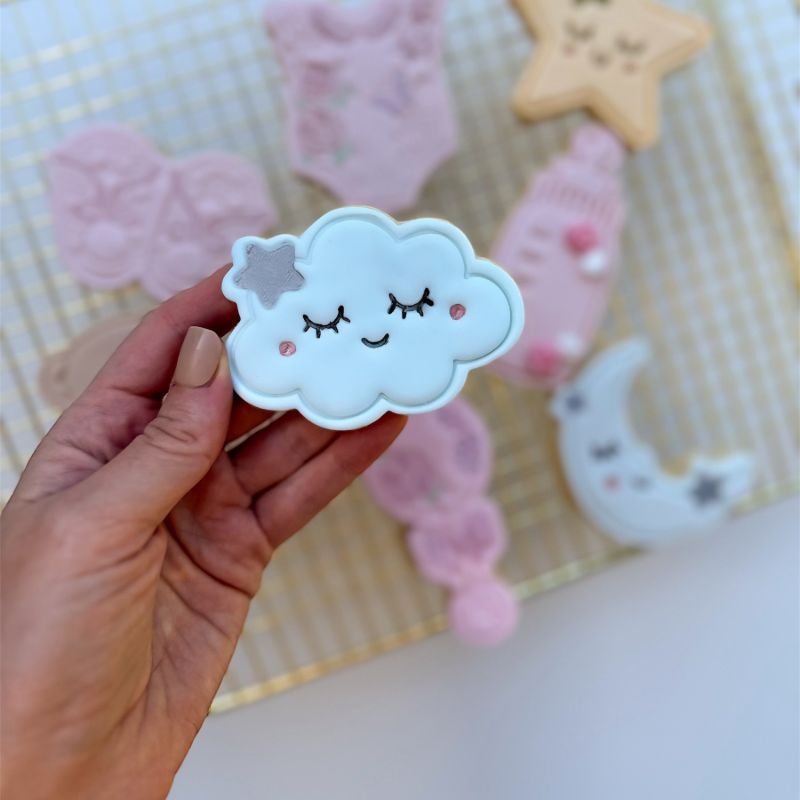 Cute Cloud Baby Shower Cookie Cutter and Stamp