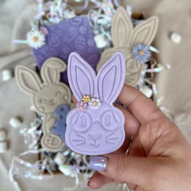 Rabbit with Glasses Easter Cookie Cutter and Stamp