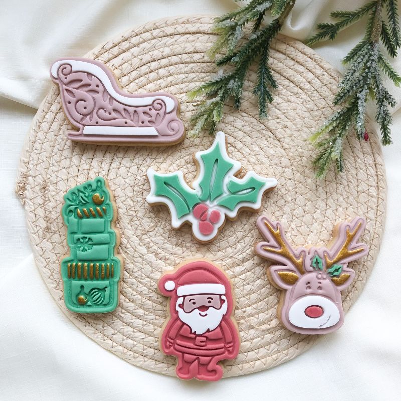 Modern Holly Christmas Cookie Cutter and Stamp