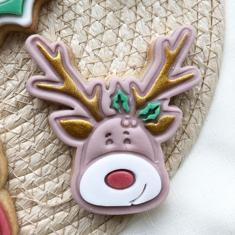 Rudolf Face Christmas Cookie Cutter and Stamp