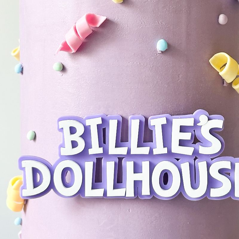 Dollhouse Font Double Layer Cake Topper or Motif