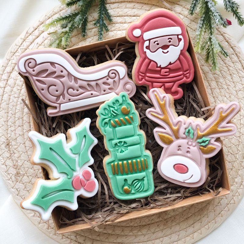 Modern Holly Christmas Cookie Cutter and Stamp