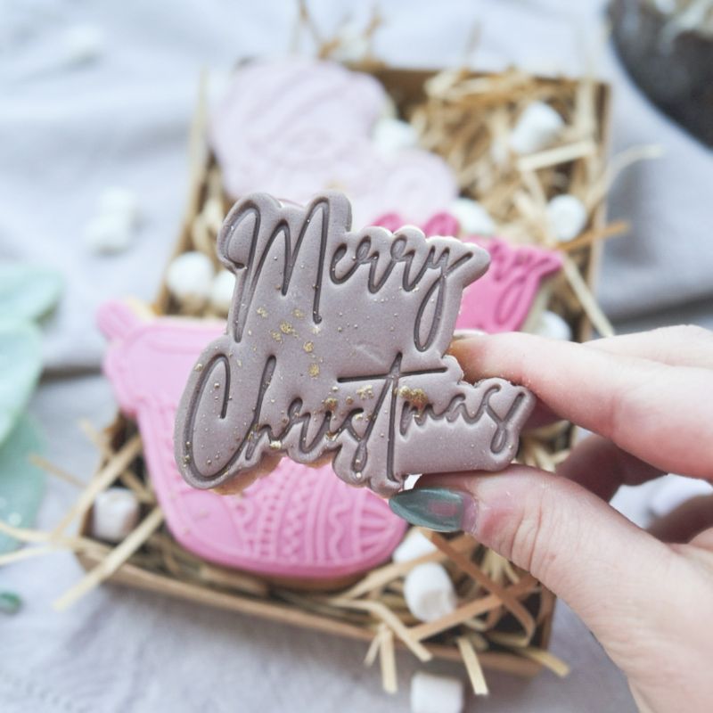 Merry Christmas Style 2 Cookie Cutter and Stamp