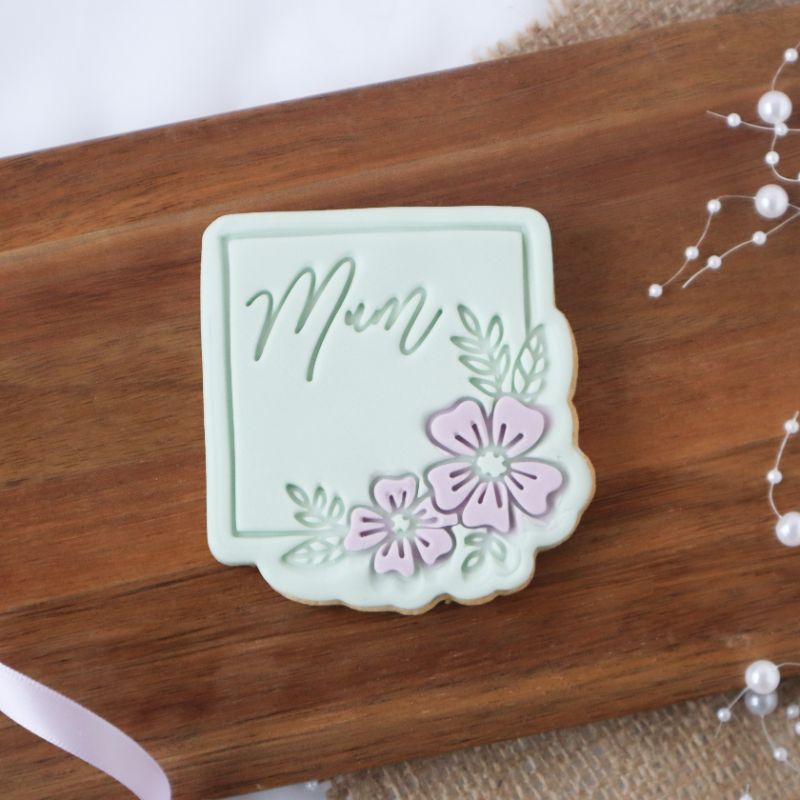Mum in Square with Flowers Mother's Day Cookie Cutter and Stamp