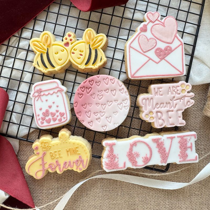 Love in Floral Font Valentine's Cookie Cutter and Embosser